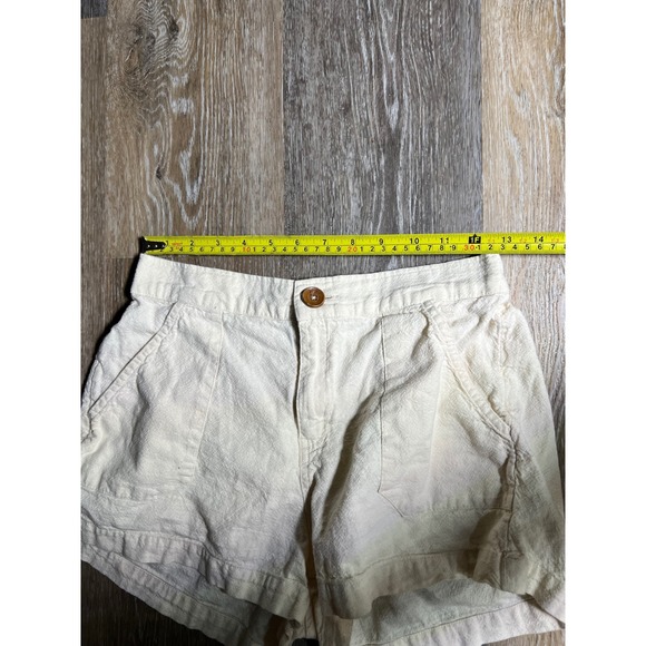 Roxy Linen Blend Shorts Womens Medium Cream Good Coastal Beach Casual - Picture 3 of 5